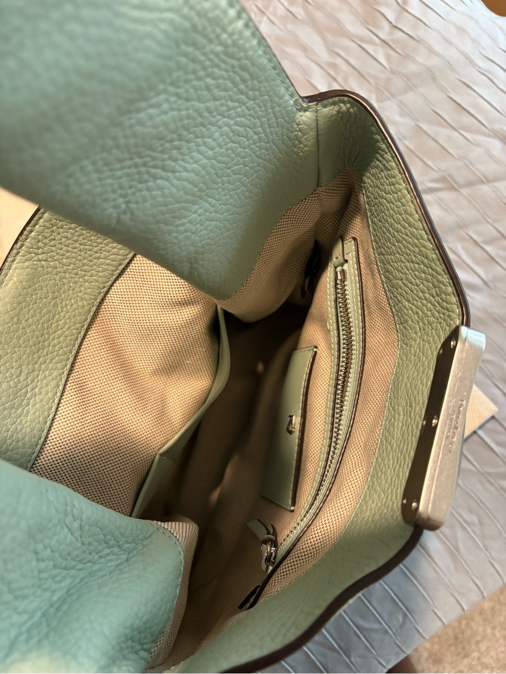Donna Karan Mint Green Pebbled Leather Hobo Bag - Picture 6 of 11